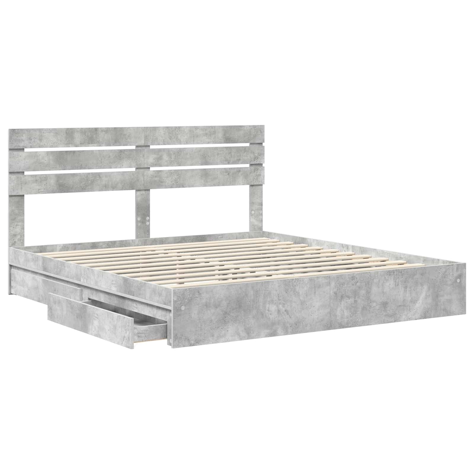 Letto Con Contenitore Con Testiera Grigio Cemento 200x200 cm