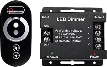 Jiangtao Interruptor dimmer, DC 12V-24V 18A PWM LED Light Strip Dimmer com controle remoto deslizante regulável, ajuste de brilho Dimmer Light Switch