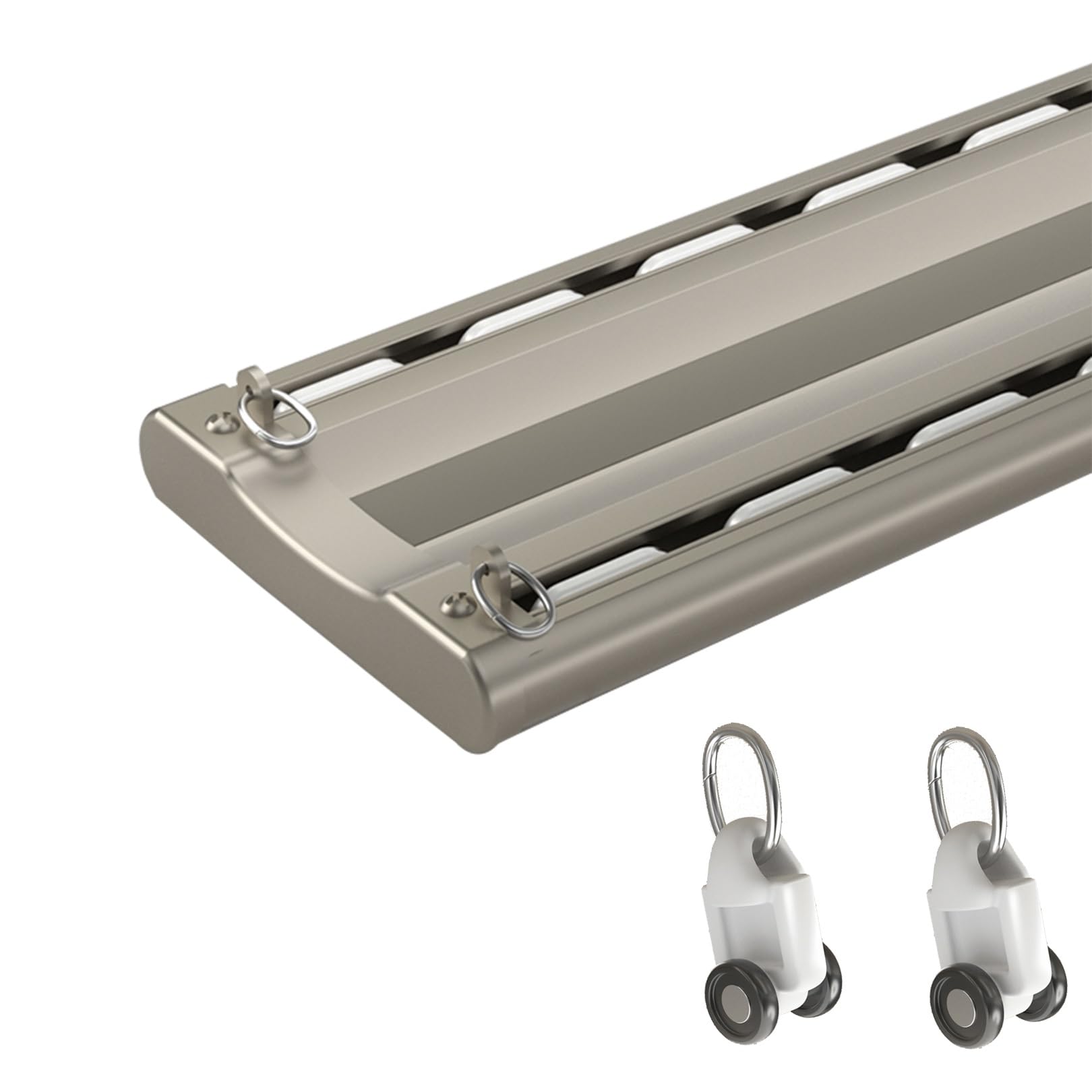 Tringle à rideaux silencieuse à rails à double rangée en Aluminium rail rideau plafond avec Accessoires,pour Bureau, Salon, Chambre,salle de Bain, Séparateur de Pièces(Gray,215cm)