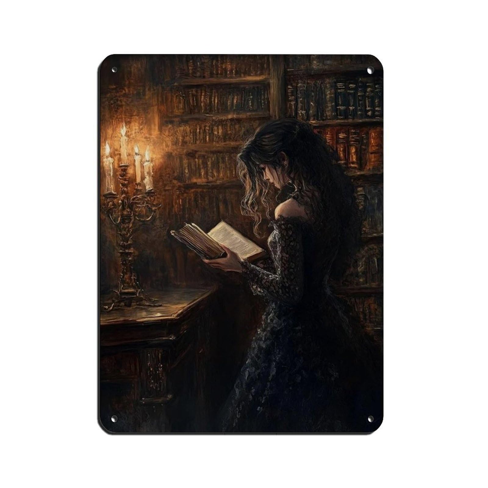 Victorian Woman Reading Bookish Art (2) Tin Sign Vintage Metal Pub Club Cafe Bar Home Wall Art Decoration Poster Retro 12x16inch(30x40cm)