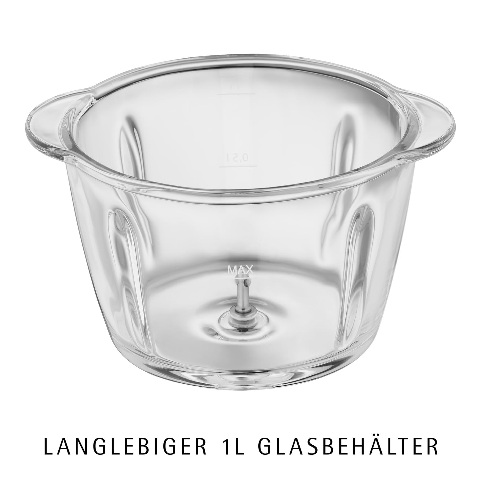 WMF Kult X elektrischer Zerkleinerer – Mini Zerkleinerer und Blitzhacker mit Glasbehälter und Edelstahlmesser, Multizerkleinerer für Gemüse, Kräuter und Nüsse, spülmaschinenfest, kompakt und langlebig