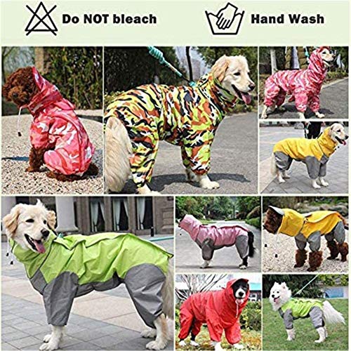 DHGTEP Hunderegenmantel mit Abnehmbarer Kapuze, Verstellbare Hundemäntel Wasserdicht mit Beinen Regenjacke mit Kapuze Kragen Loch Outdoor Jumpsuit (Color : Green, Size : 16)