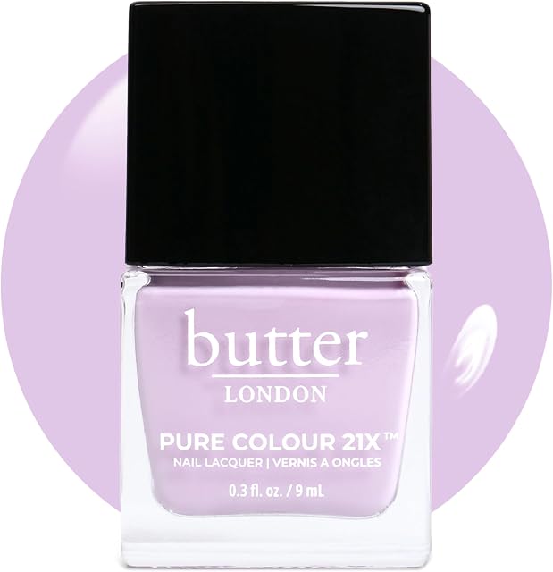 butter LONDON PC21X Nail Lacquer Polish, English Lavender - Fast-Drying, Long Lasting Gel-Like Finish & Chip-Resistant Nail Lacquer Helps Protects & Strengthens Nails - Vegan & Cruelty-Free