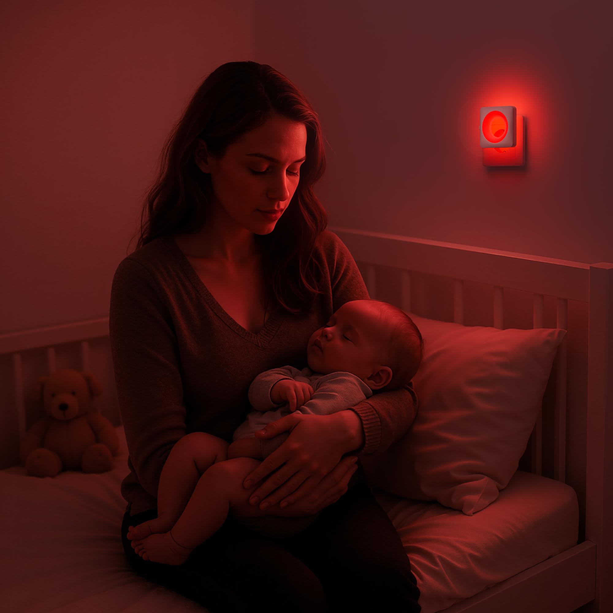 Swoieltr Luce Notturna Bambini da Presa, [2 Pezzi] Rosso Rilassante Luci con Sensore Crepuscolare e Automatico Luminosità Regolabile per Camera da Letto, Corridoio, Scale, Bagno