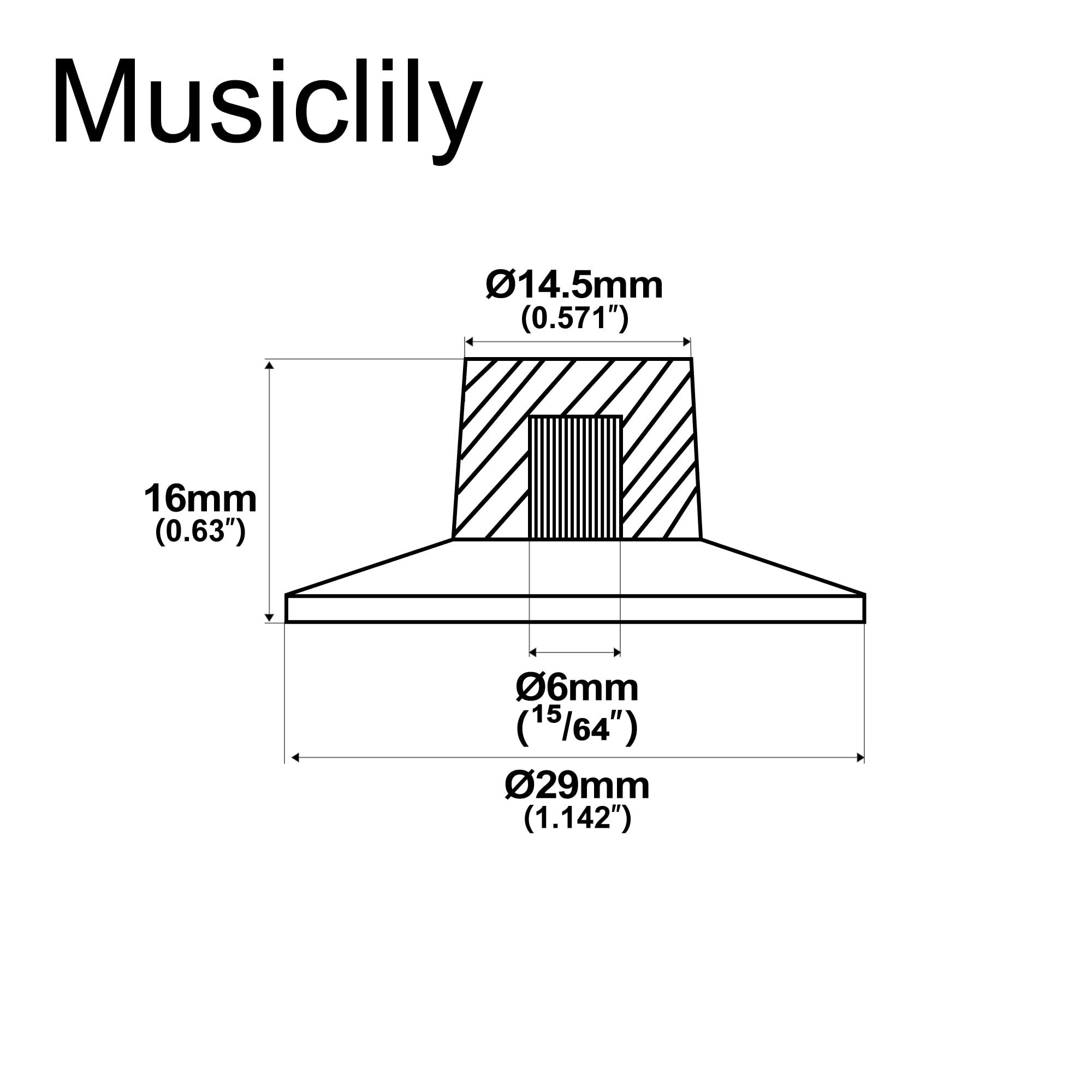 Musiclily Pro Fine 24 Splines Gałka Witch Hat Volume Tone Gałki do Gitary Elektrycznej Basowej Wzmacniacza Efekt, Czarny (Zestaw 2T2V)