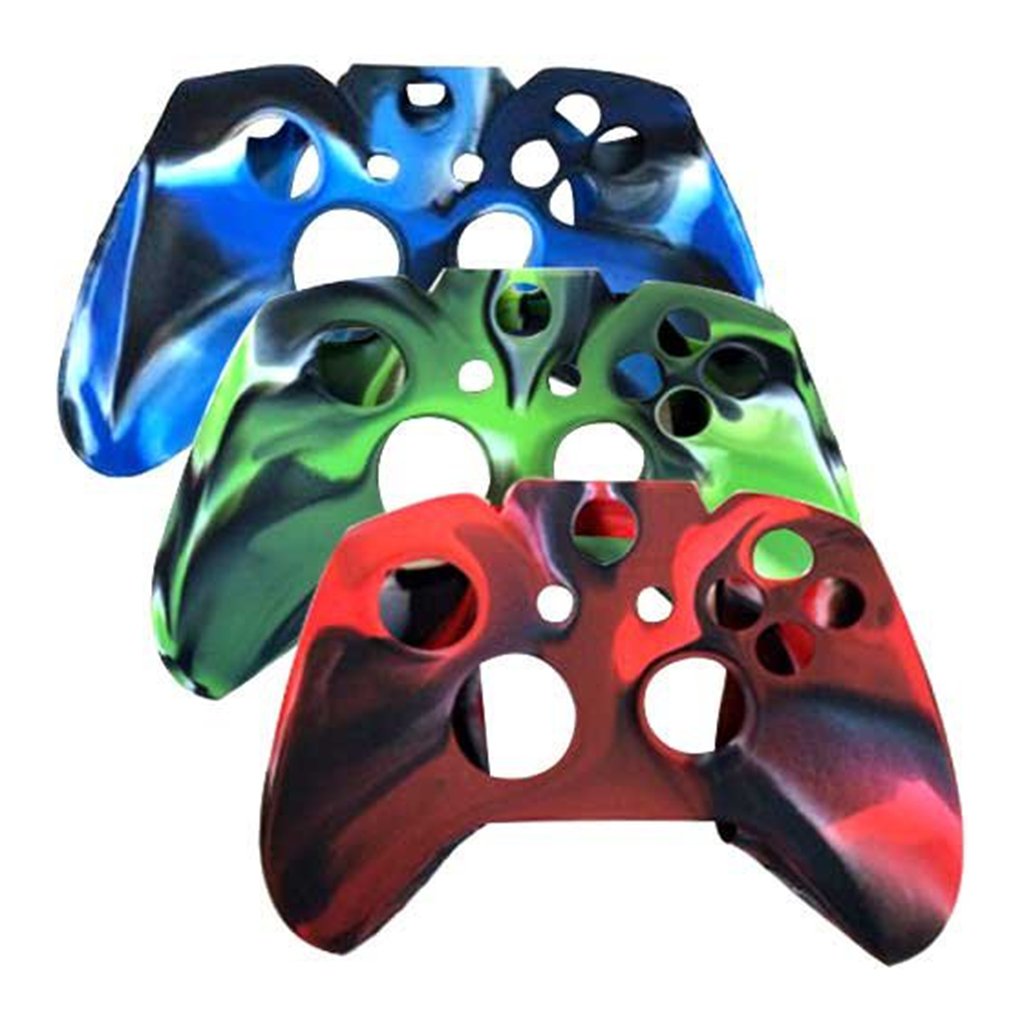 Gravydeals® 3 Pack Stylish Camouflage Pattern Xbox One Controller Soft Silicone Case Cover Protector Skin (Red/Blue/Green)