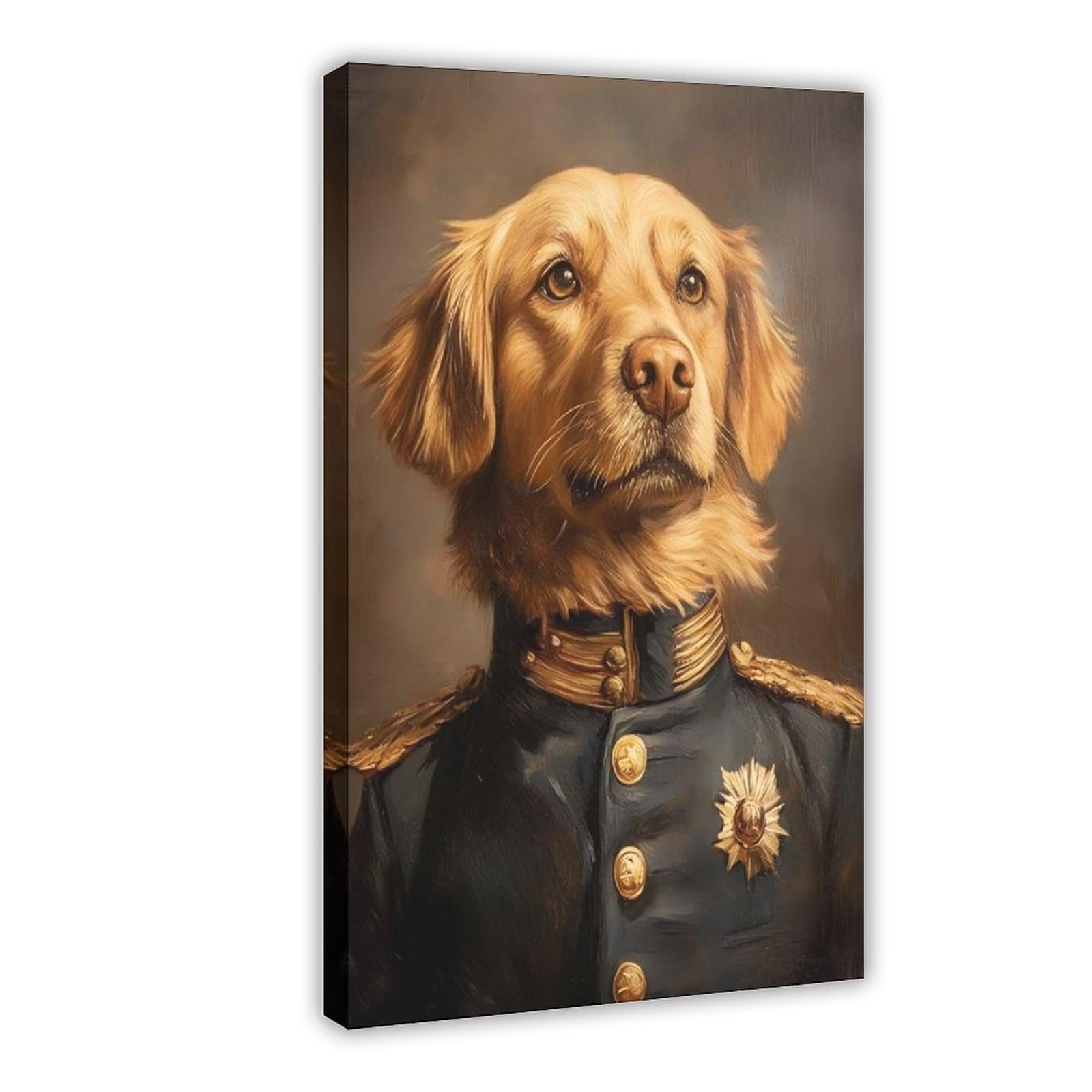 Bareronor Golden Retriever in Uniform Canvas Poster Bedroom Decor Landscape Office Room Decor Gift 24" L X 36" W