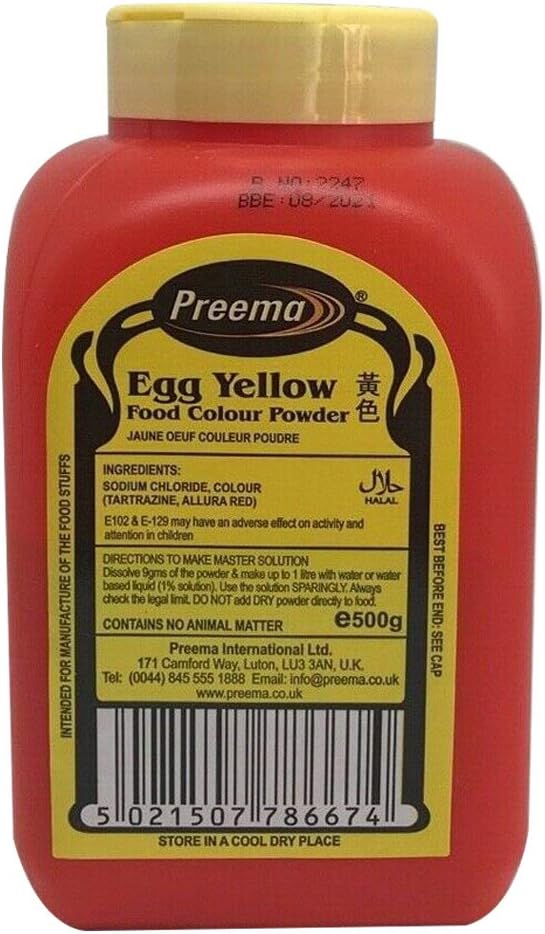 Preema Egg Yellow Food Colour Powder 500g Bottle