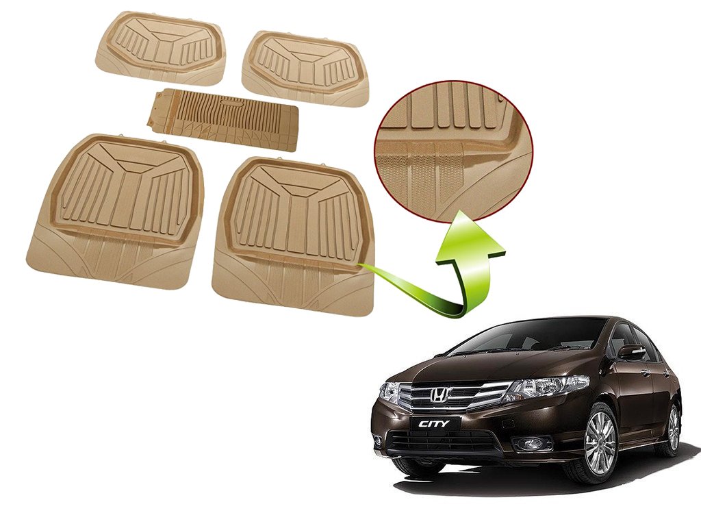Kozdiko Heavy Duty Beige Color 3G Beige Rubber Mats Set of 5 Pcs for Honda Jazz-picture-31