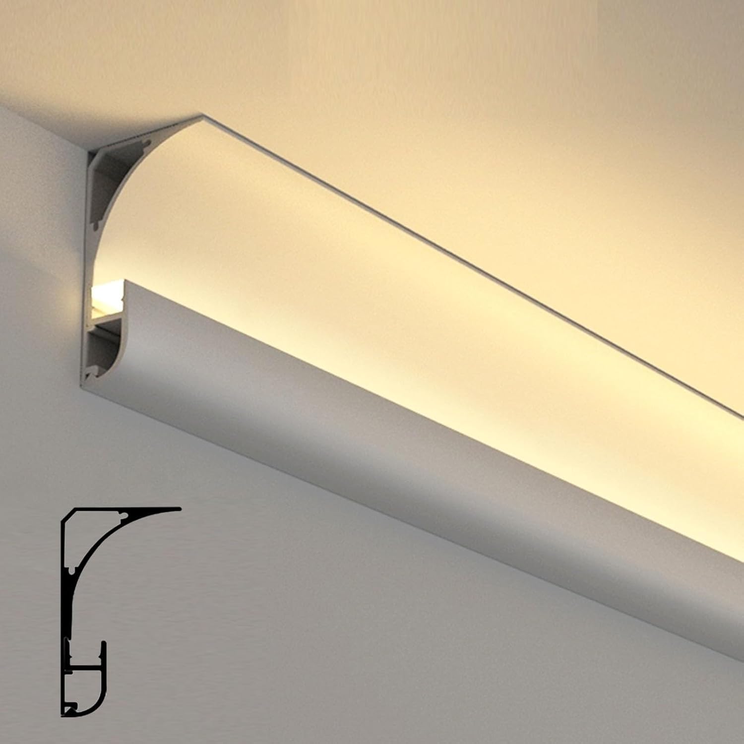 Generico Profilo in Alluminio per faretto LED sospeso, Illuminazione indiretta, Paralume LED a Risparmio energetico (Bianco, 3 m/9,8 Piedi)