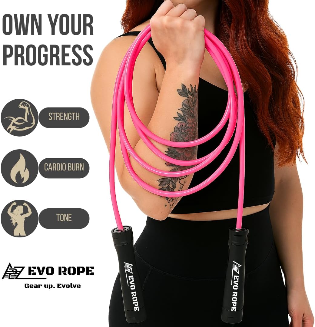 Evo Rope | 1.1LB Weighted Jump Rope for Women & Men – Adjustable 10mm Heavy PVC Skipping Rope for Fitness, Ideal for High-Intensity Training, MMA, Boxing, CrossFit, Weight-loss Workouts - Image 2