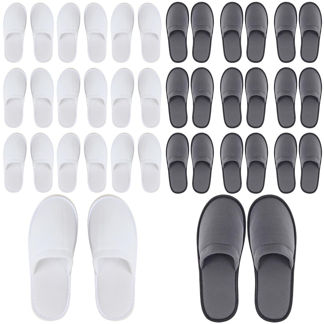 Yeios Ciabatte Hotel Spa Punta Chiuse Pantofole Ospite Adulto 20 Paia per Uomo Donna Bianco e Grigio Neoplane Spessa & 7mm Eva, Taglia M, Spessa Neoplane e 7mm, Neoplane spesso e plastica EVA da 7 mm