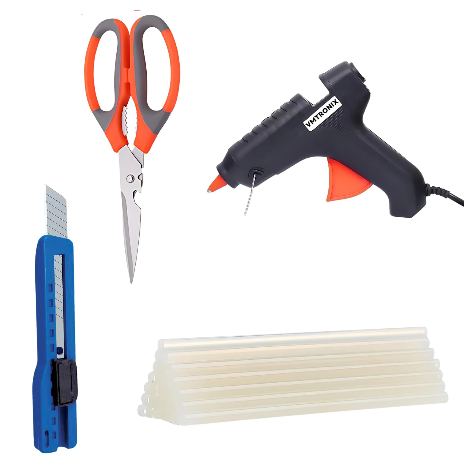 40W Hot Glue Gun (Black) with Glue Sticks (Pack of 25, Transparent), Scissor & Cutter, Mini Craft Glue Guns with Carry Case for School DIY Arts, and Home Repair-image-29
