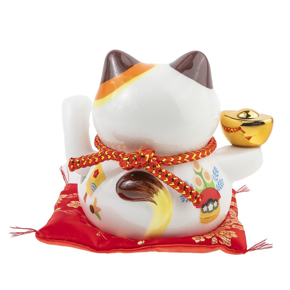 lachineuse - Gatto Maneki Neko - Statuetta giapponese del gatto fortunato - Braccio mobile - Oggetto decorativo kawaii - Porcellana del gatto fortunato - Fortuna, felicità, fortuna
