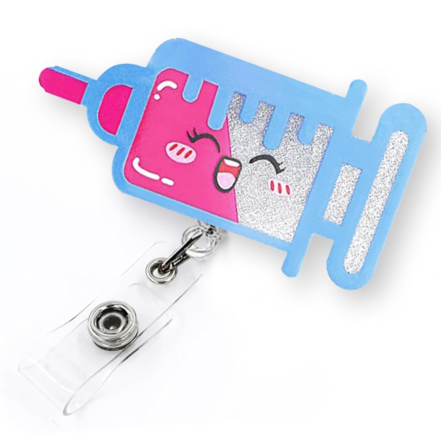 ANDGING Funny Phlebotomy Nurse Badge Reel - Retractable ID Badge Holder With Alligator Clip For RN, LVN, CNA