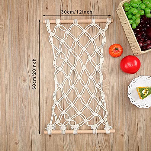 BIUDUI Fruit hangmat macramé fruit en groenten hangmat fruit hangmand onder de kast fruitopslag hangend voor de keuken… - Afbeelding 5