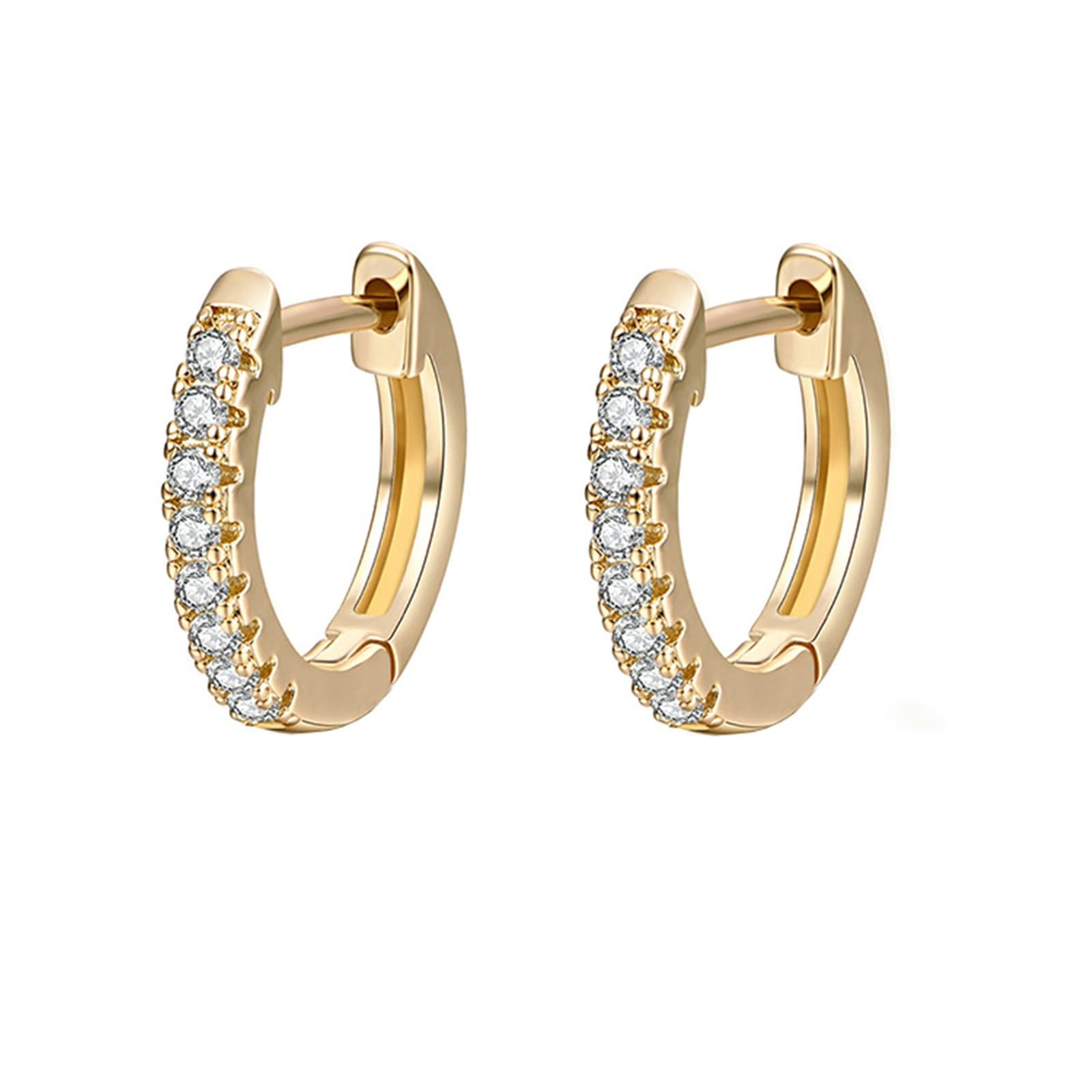 AMDXD Pendientes de oro auténtico para mujer de oro blanco Au750 de 18 quilates, clásicos pendientes de aro con moissanita, para mujer, pequeños de oro de 18 quilates