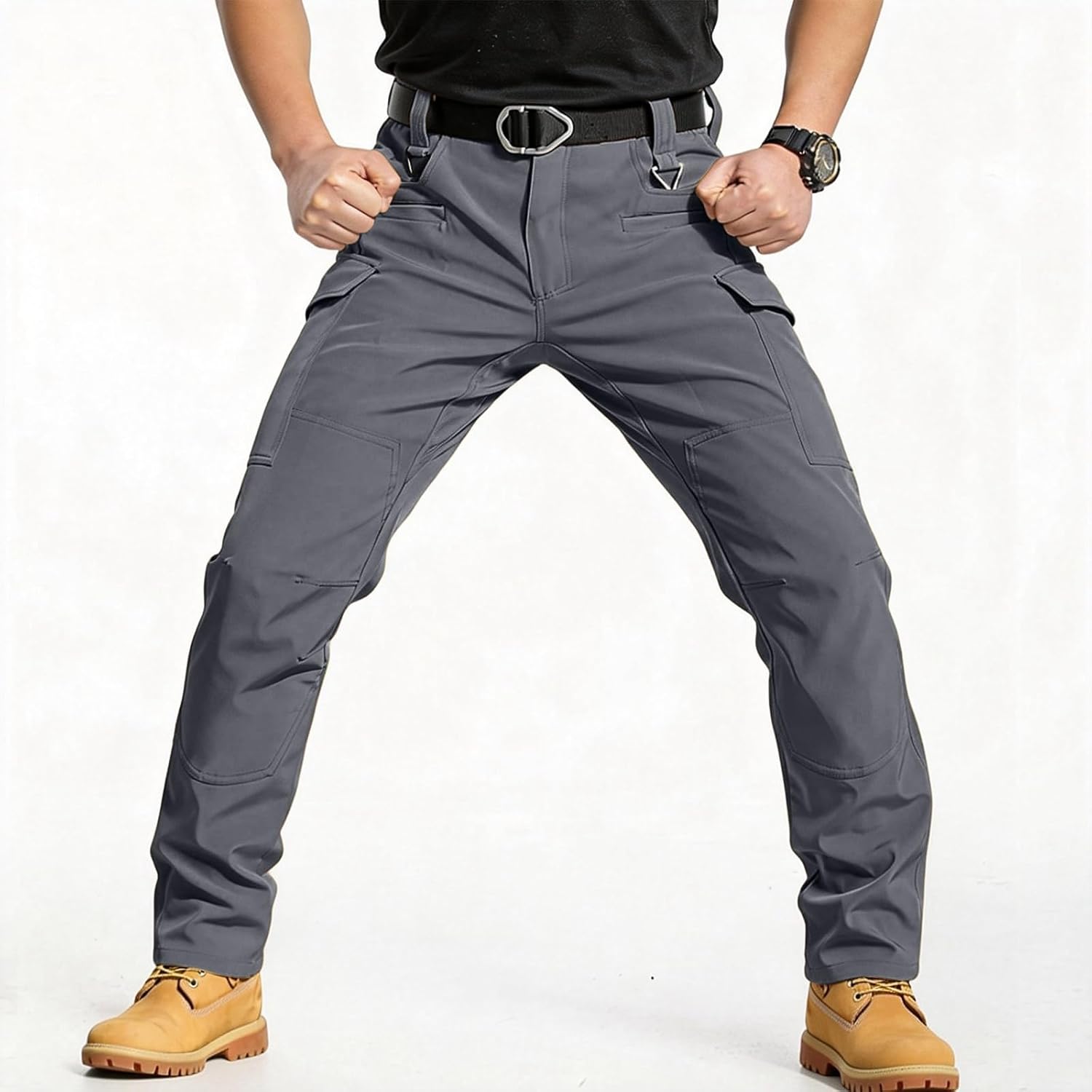 Tactical Pants for Men Stretch Waterproof Ripstop Cargo Work Pants Lightweight Quick Dry Hiking Pants Multi Pockets - Image 4