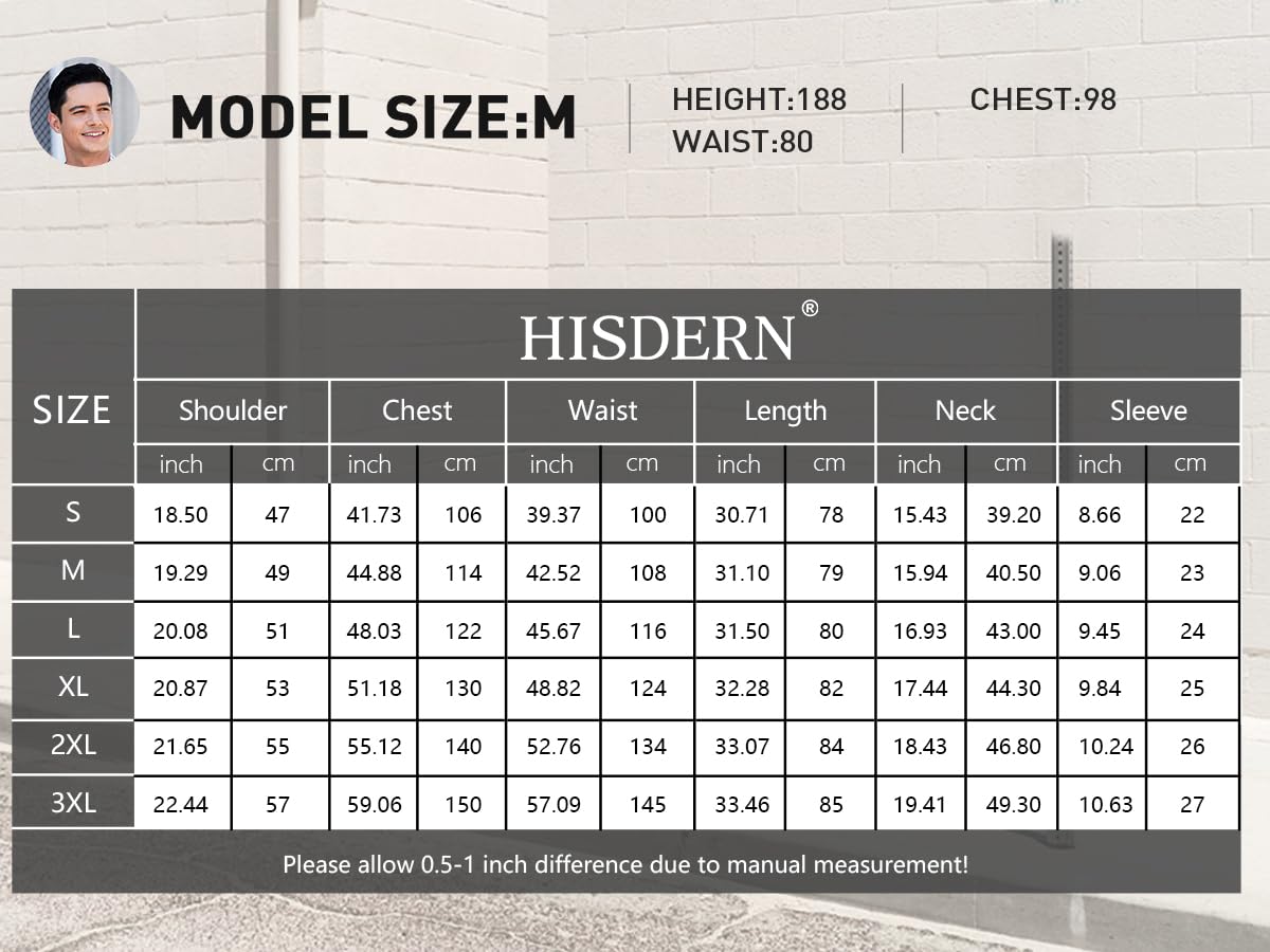 HISDERN Camisa Cuadros Hombre Manga Corta Camisas Verano Hombre Casual Clásica Botones Algodón con Bolsillo Regular Fit