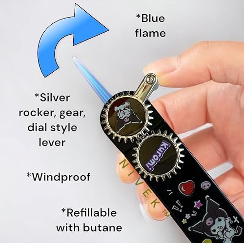 Miniatura 10 de NIVEK Encendedor de brazo oscilante, encendedor de esfera de engranajes, gatito, melodía, gato, Kulomi, personaje japonés, kawaii, llama azul,