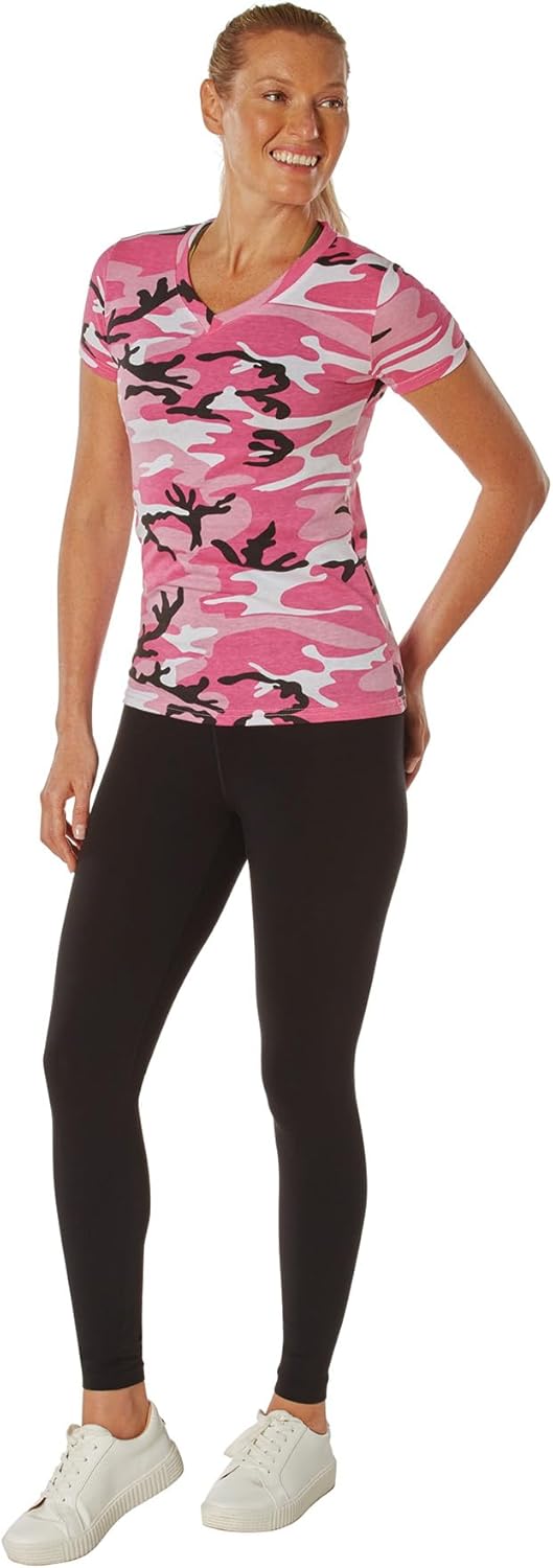 Rothco Womens Long Length Camo V-Neck T-Shirt - Image 3