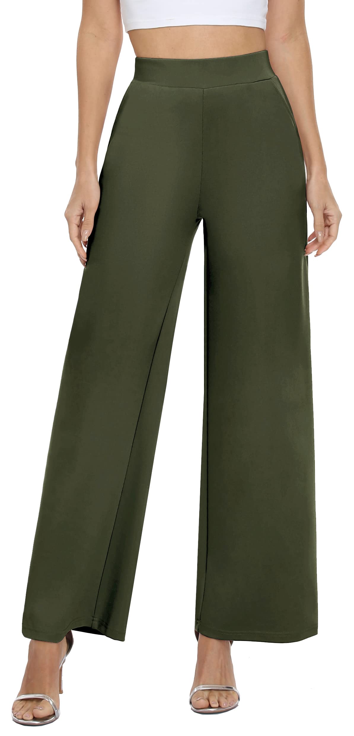 MISS MOLY Women's Wide Leg High Waisted Palazzo Pants Casual Business Dress Pants Pull On Stretch Trousers with Pockets