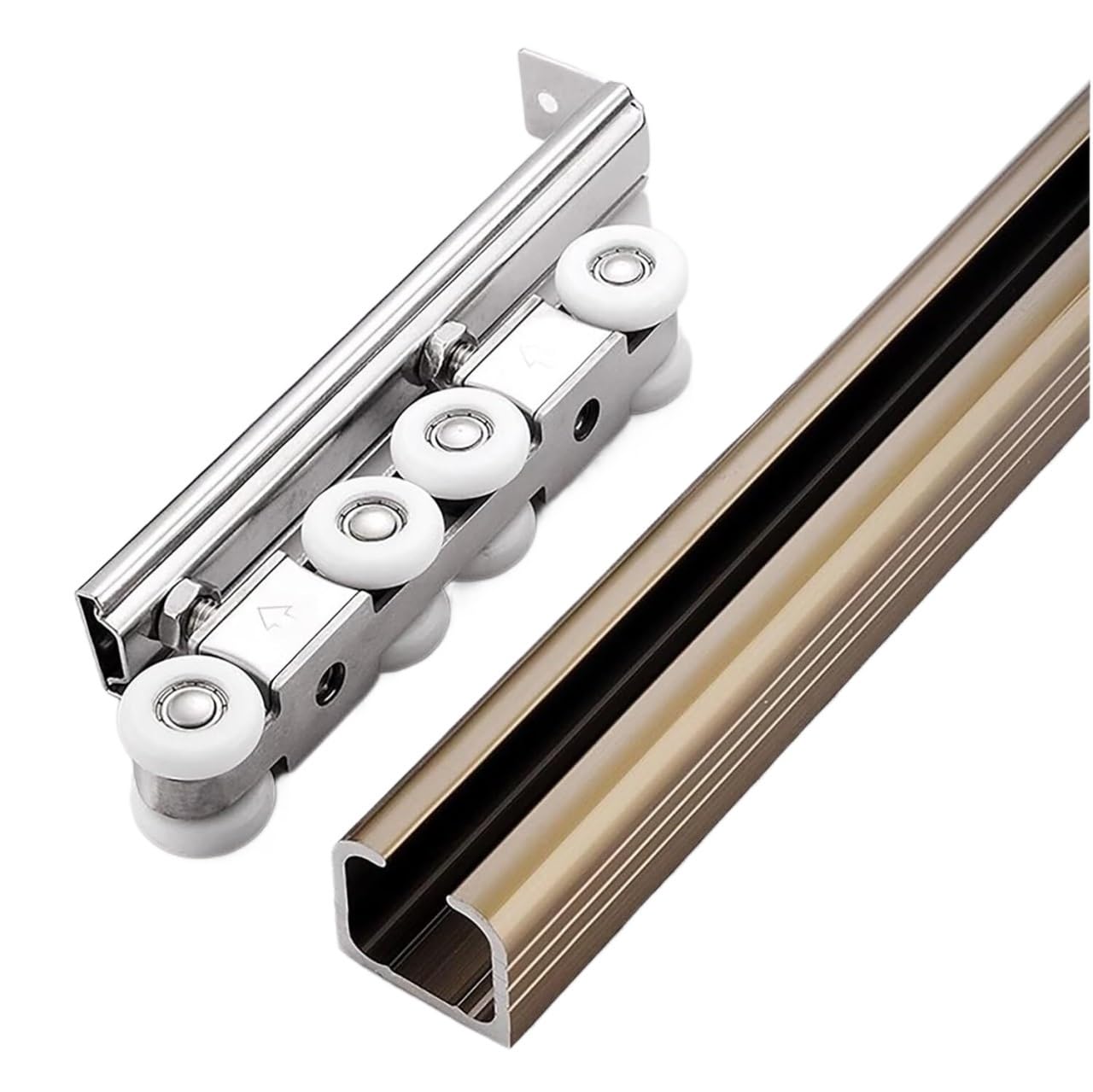 EBZFASO Sliding Door Track, Sliding Pocket Door Hardware Kit(Champagne,22ft/670.5cm)
