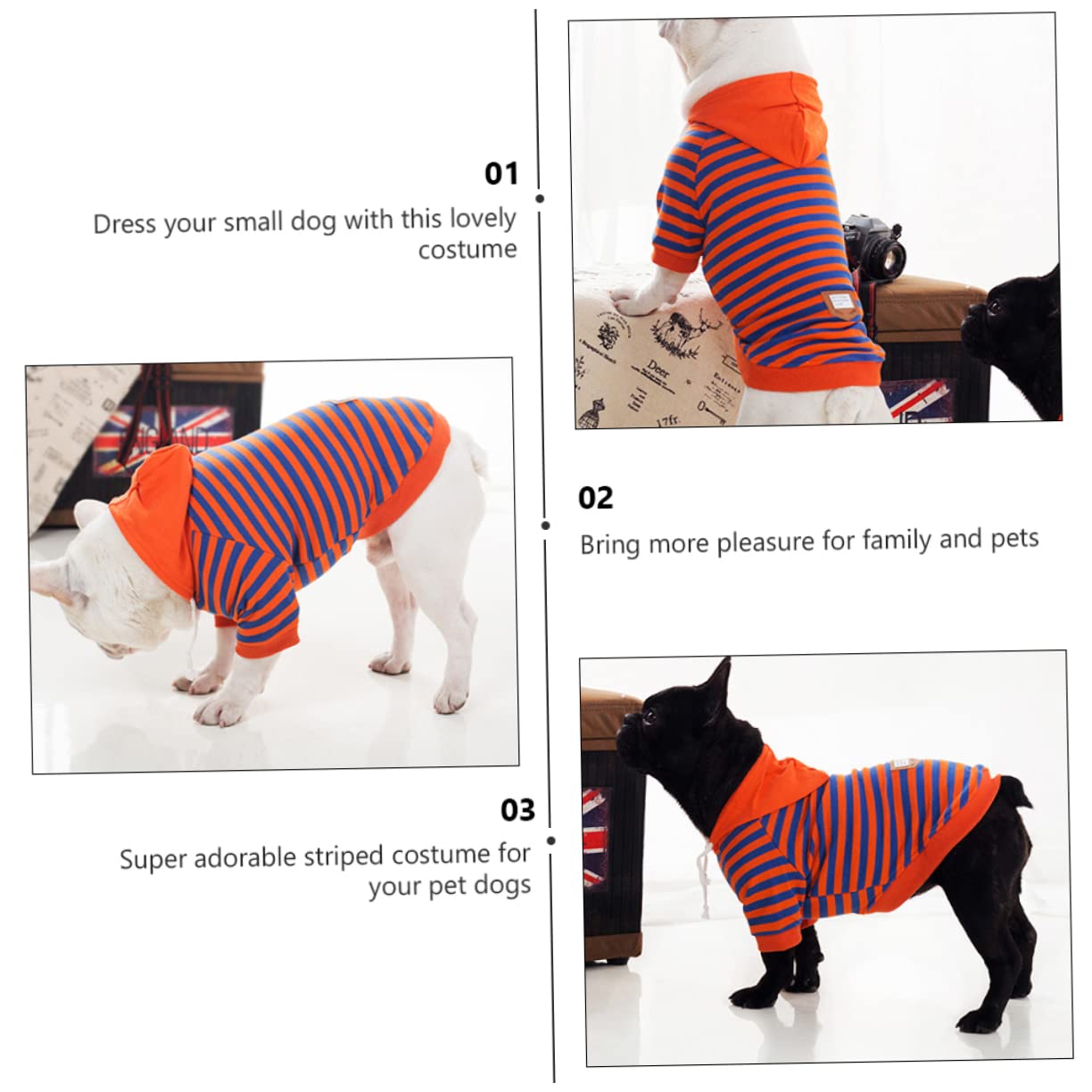 YARNOW 3piezas Camiseta De Rayas para Perros Pijama Transpirable De Algodón para Mascotas Ropa y Cálida para Fiestas y Ocasiones Especiales para Perros Pequeños
