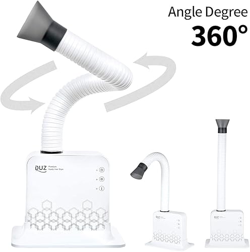 Miniatura 5 de DUZ - Secador de mascotas manos libres premium, 900 W, compacto, blanco, tubo de secado ajustable de 360 grados, botones táctiles, motor BLDC,