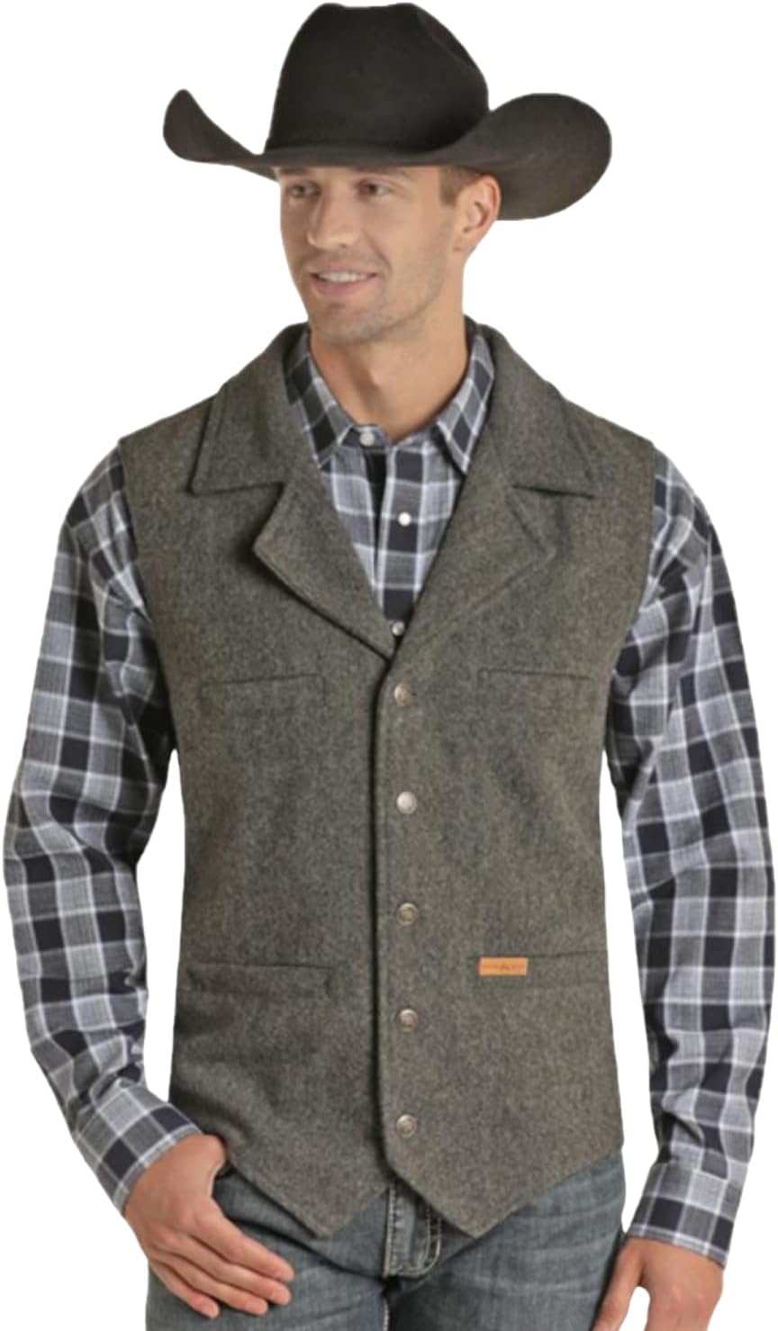 Rock & Roll Denim Powder River Outfitters Mens Charcoal Solid Montana Vest TALL Charcoal XLT