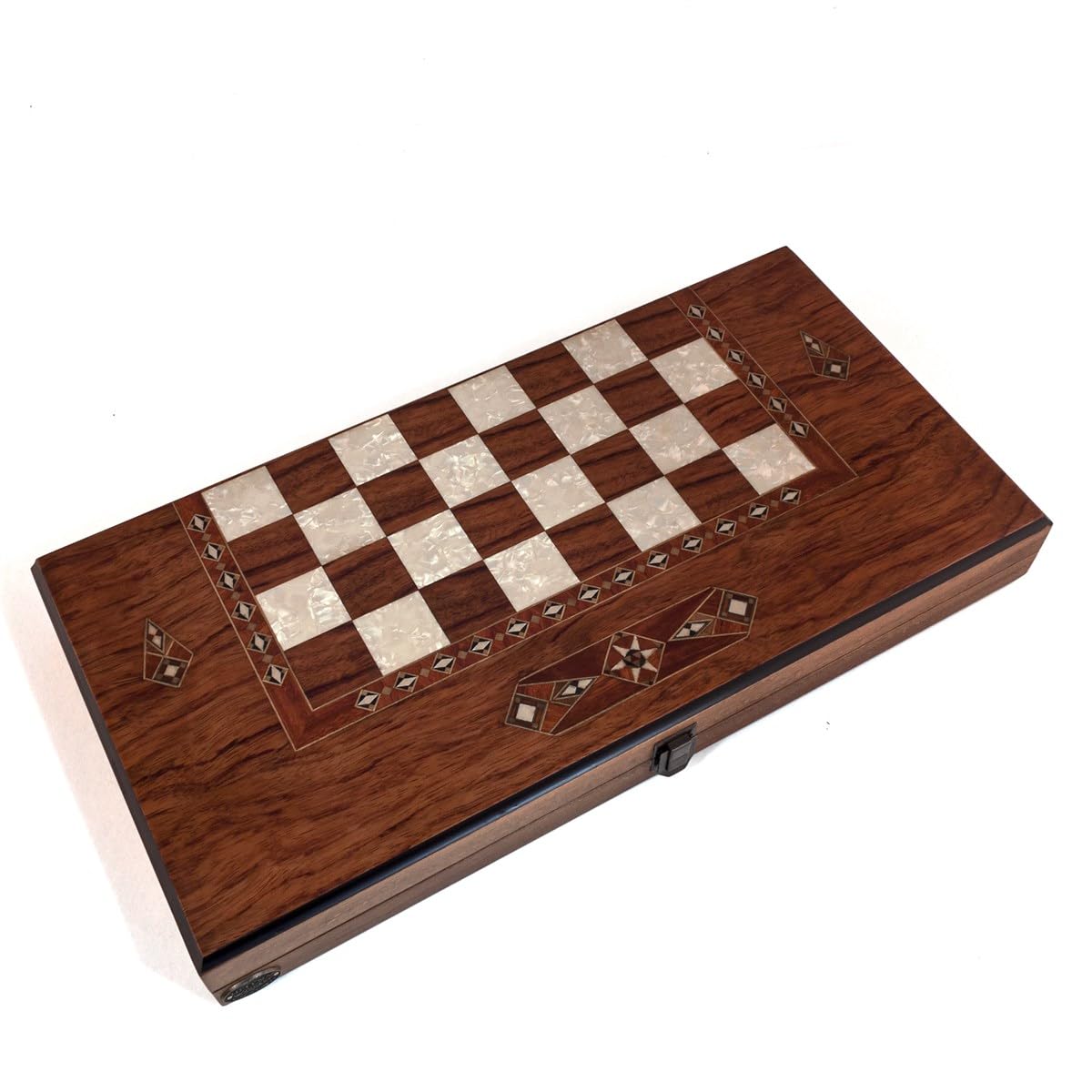 Backgammon-Set „Helena Wood Art" – Handgefertigt Aus Massivem Walnussholz Mit Perlmutt, 50,8 Cm, Inkl. Spielsteinen & Würfeln, Für 2 Spieler Ab 12 Jahren