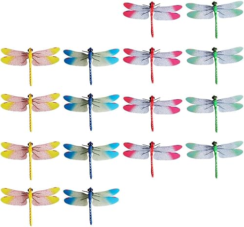 VANZACK 20 figuras de libélula, modelo de libélula de simulación, decoración realista de libélula de plástico, decoración de libélula de jardín