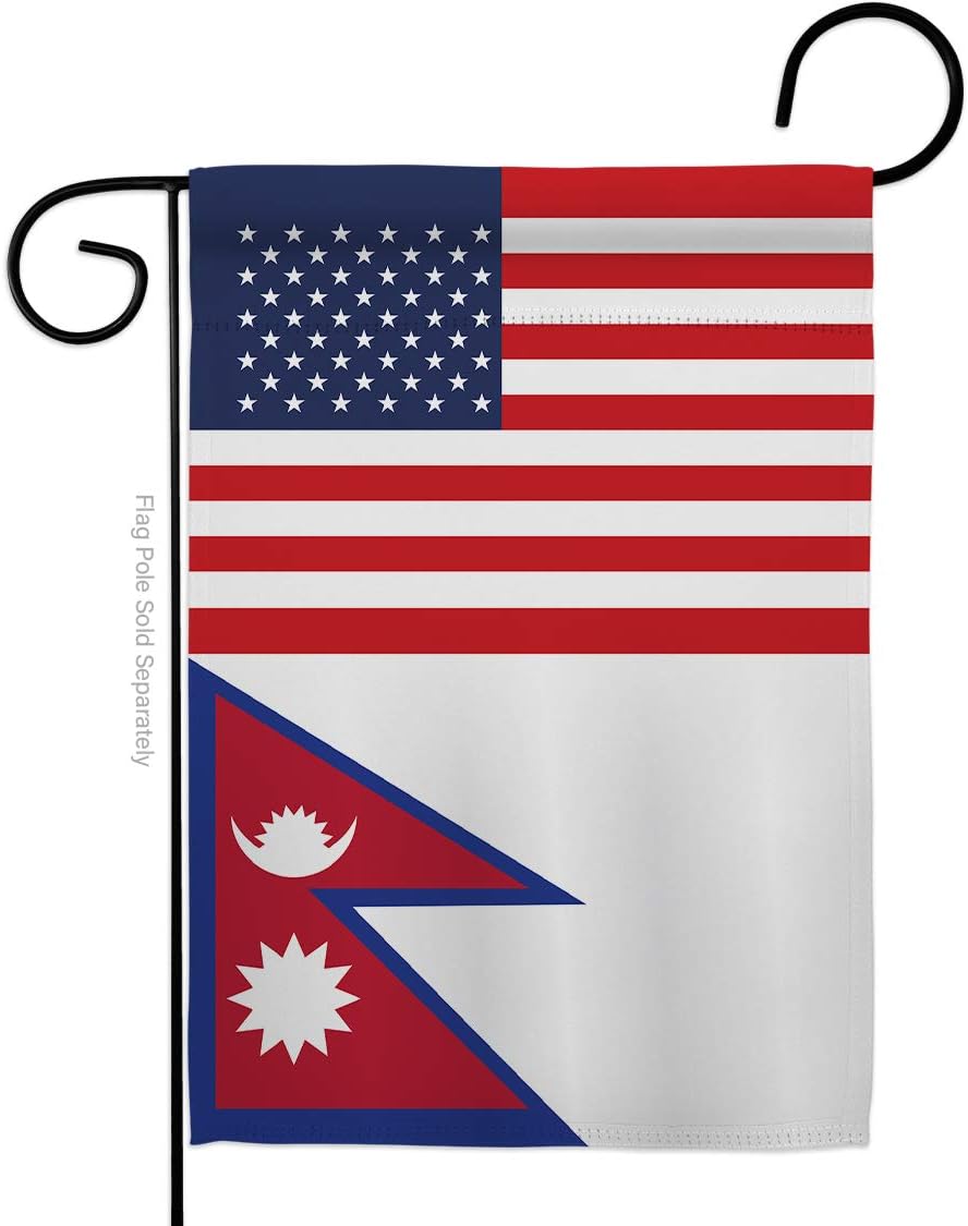 Nepal US Friendship Garden Flag Set Wall Holder Regional USA American Alliance World Country Particular Area Small Decorative Gift Yard House Banner Made In 13 X 18.5