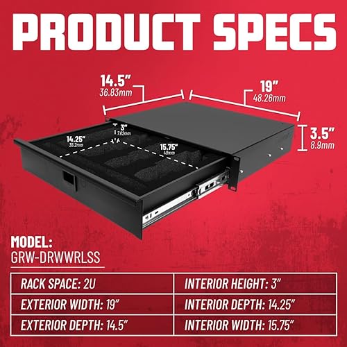 Miniatura 6 de Gator Rackworks - Cajón de montaje en rack para micrófono inalámbrico, se adapta a 4 micrófonos inalámbricos y paquetes de cuerpo, diseño de 2U