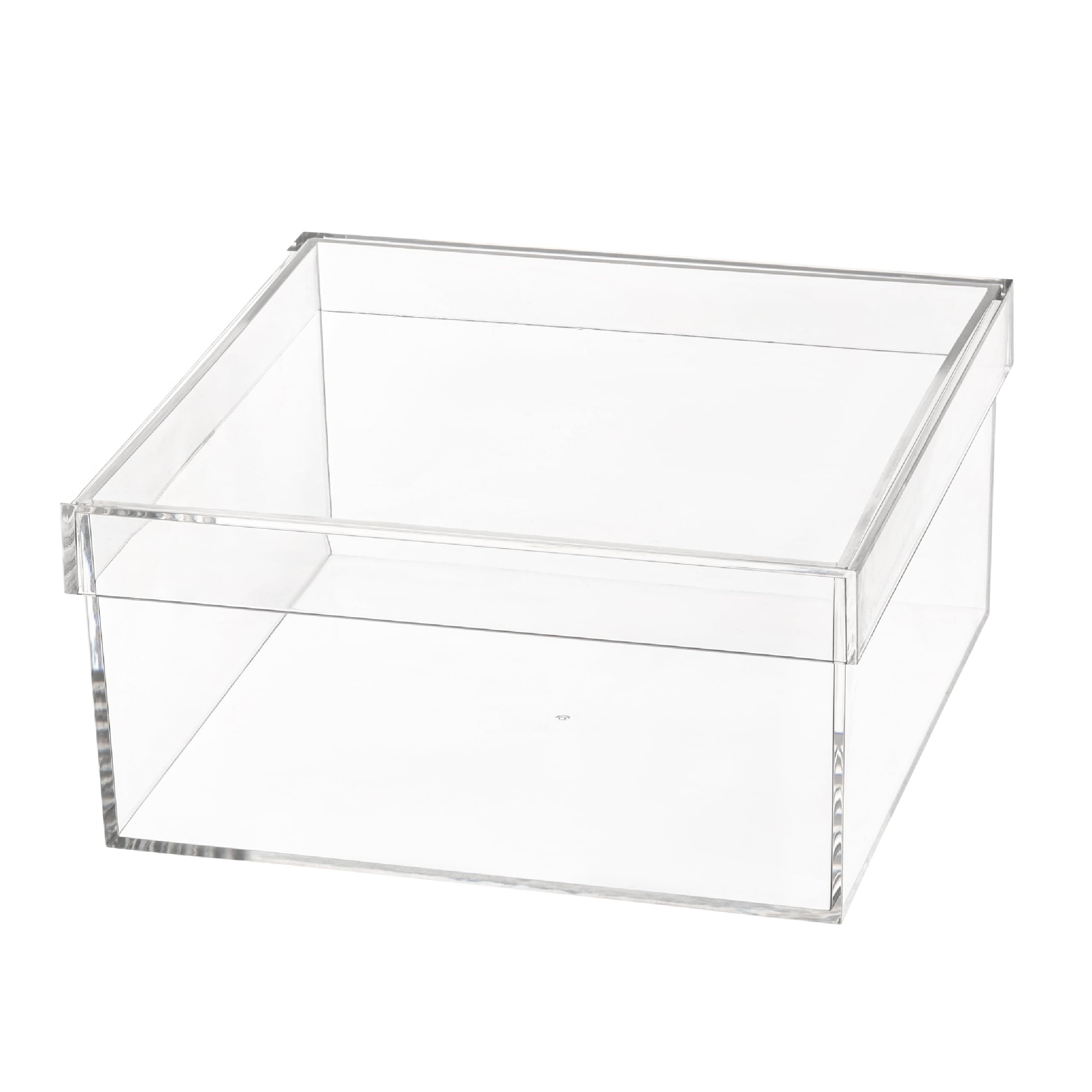 Hammont Rectangle Clear Acrylic Storage Box with Fitted Lid – 7.8″ × 7.8″ × 3.8″ Durable Organizer Bin for Bathroom, Makeup, Jewelry, Crafts & Pantry