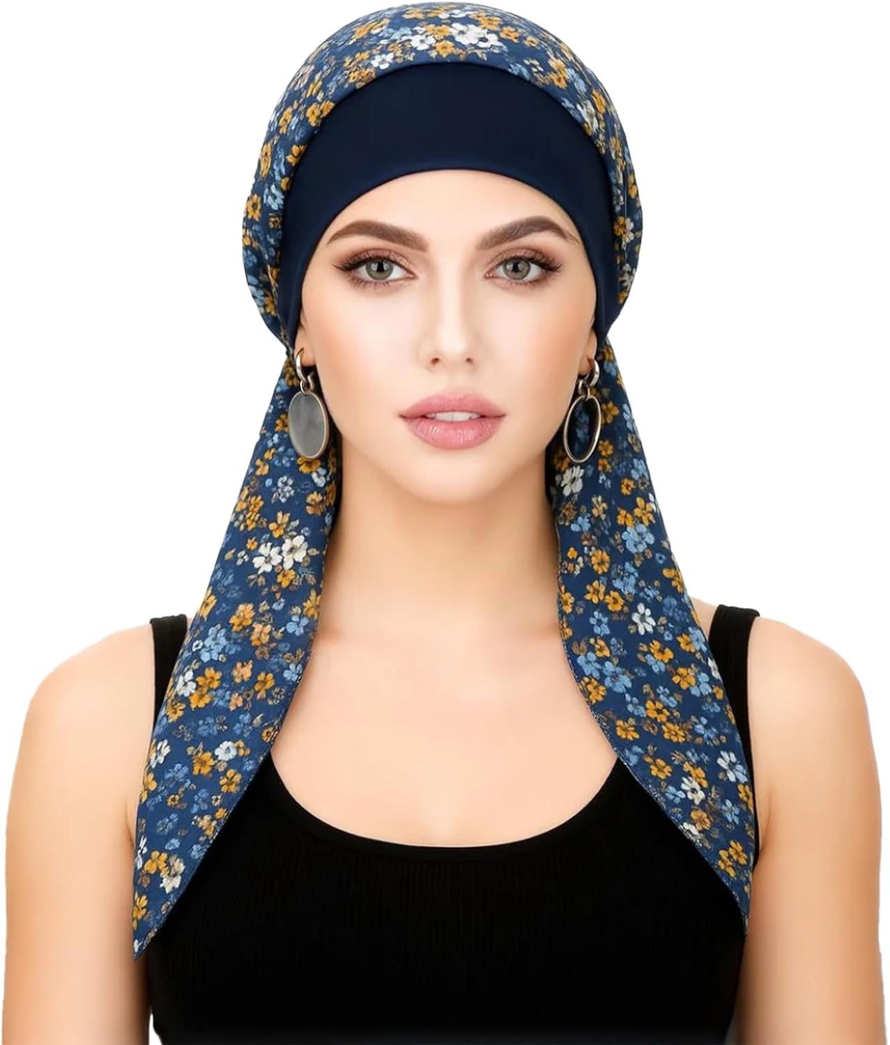 Chemo Headwear for Women,Chemo Caps Lightweight for Summer with Head Scarf,Silky Soft Hair Turbans Fashion