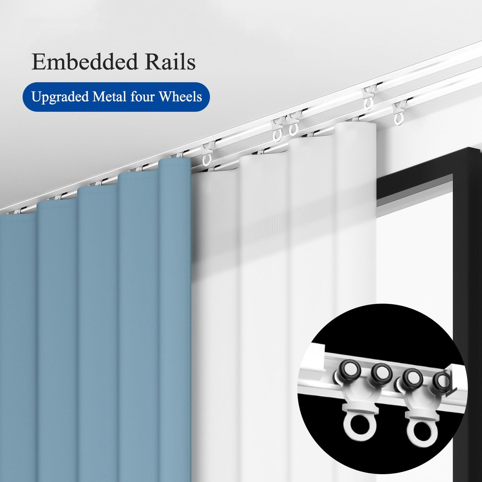 Système de Tringle À Rideaux Encastrée Au Plafond Gain de Place - Rail de Rideau en Aluminium Ultra Silencieux pour Chambre Salle de Bain Salon(300cm(9.8ft))