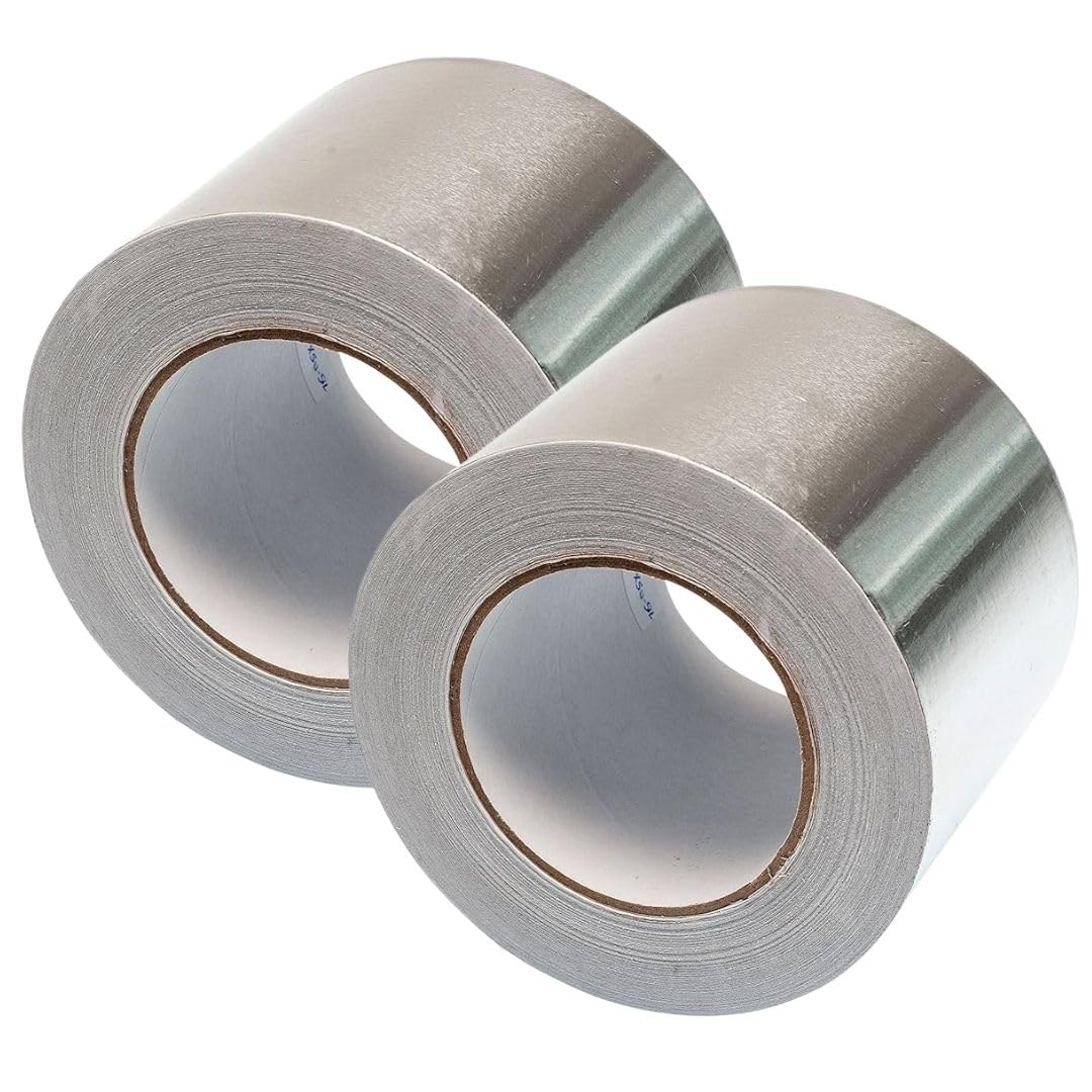 Gocableties Aluminium Foil Tape, 100mm (4") x 50m, Twin Roll Adhesive Insulation Tape for Insulating, HVAC Repair, Sealing Ducts, and Pipework, 2 Rolls