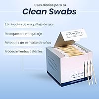 Vista 4 de Clean Skin Club Clean Swabs 500CT Punta puntiaguda Biodegradable + algodón orgánico y bambú Maquillaje y retoques de esmalte de uñas Sin