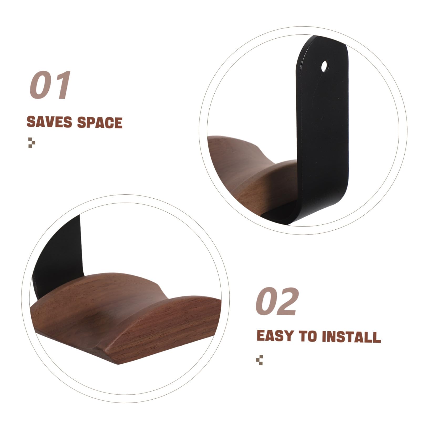 Mikikit Estante para auriculares montados en la pared colgador de auriculares gancho para colgar para colgar en la pared de madera Marrón claro