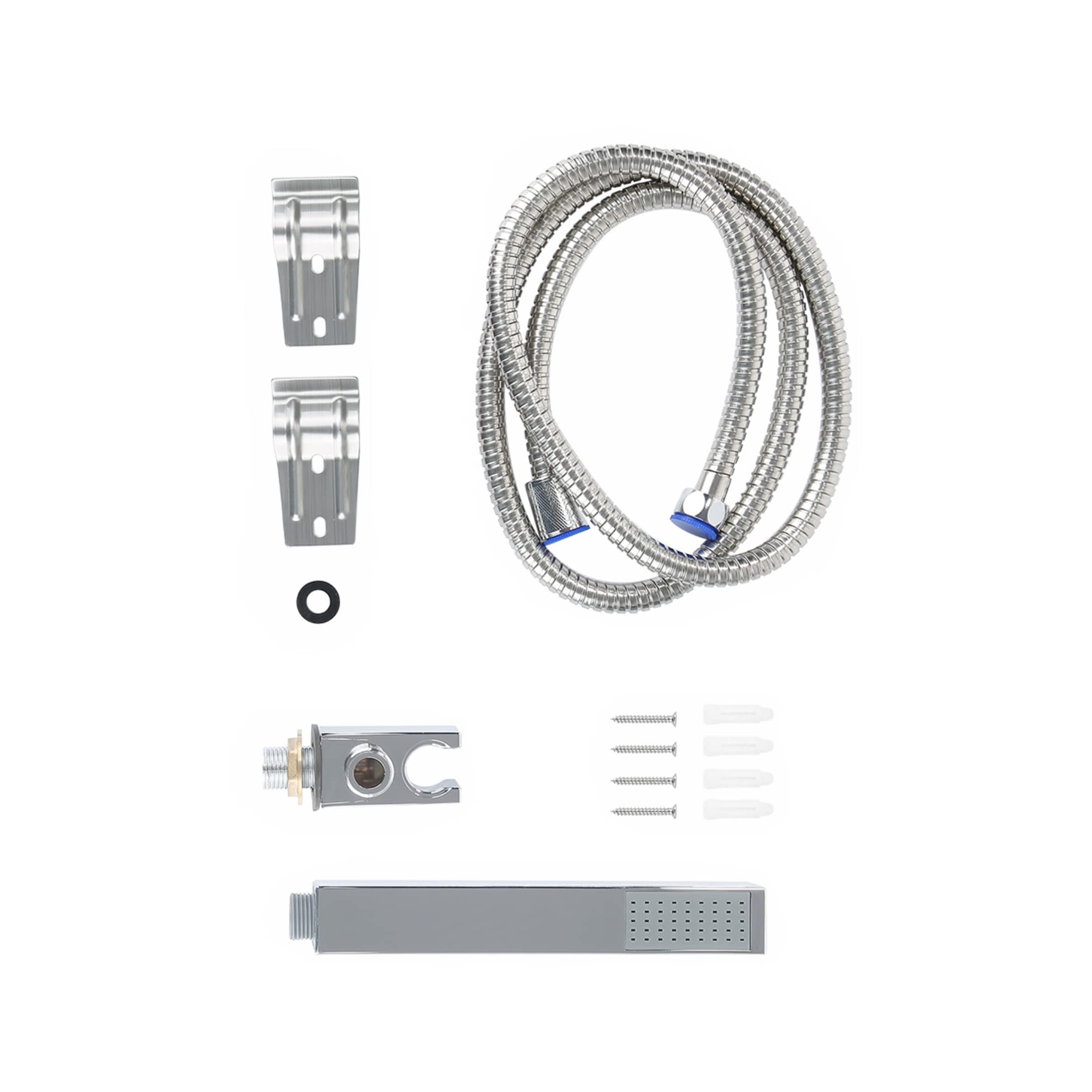 MINGYI Colonne de Douche Hydromassante, avec Douchette et Pommeau, 4 Modes de Douche, Connecteur DIN Standard 1/2'' (Argent, 15×130 cm)