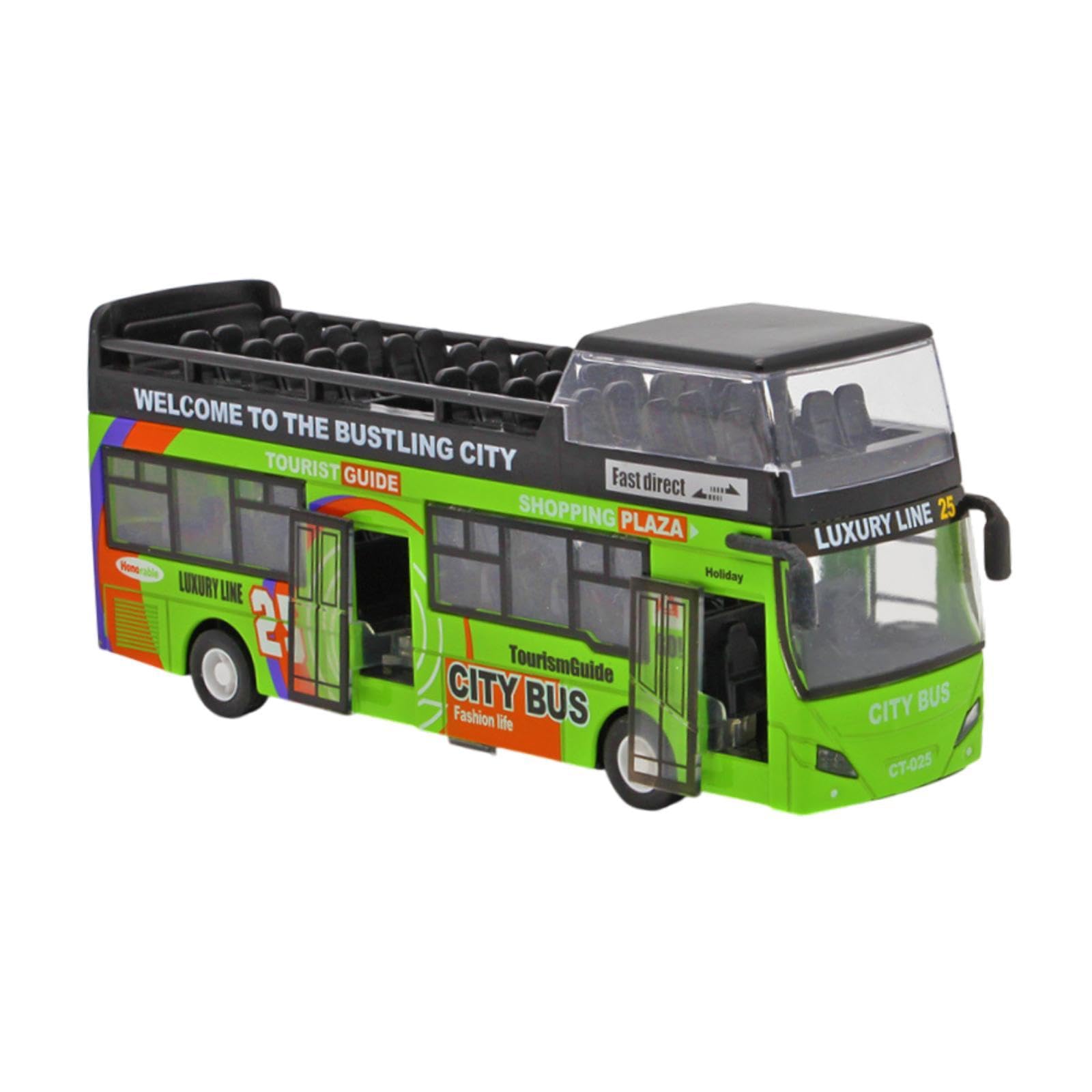 Autobús Turístico de Juguete, Modelo de Autobús Urbano, Juguete de Colección de Simulación para Niños Y Niñas. Regalo Ideal, Verde
