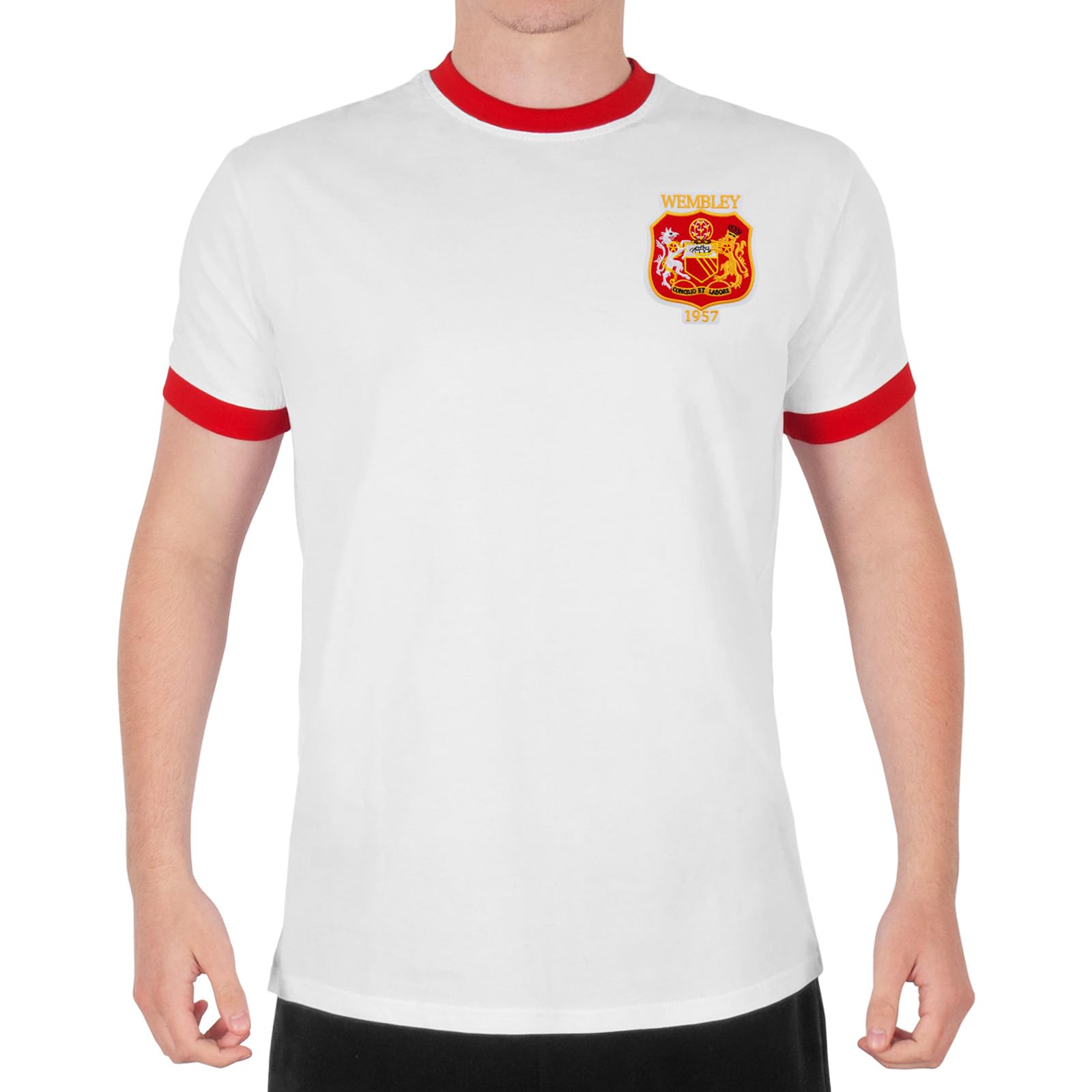 Fan Originals Men's White Wembley 57 Crest United Wembley 1957 Crest T-Shirt Crew Neck White Medium