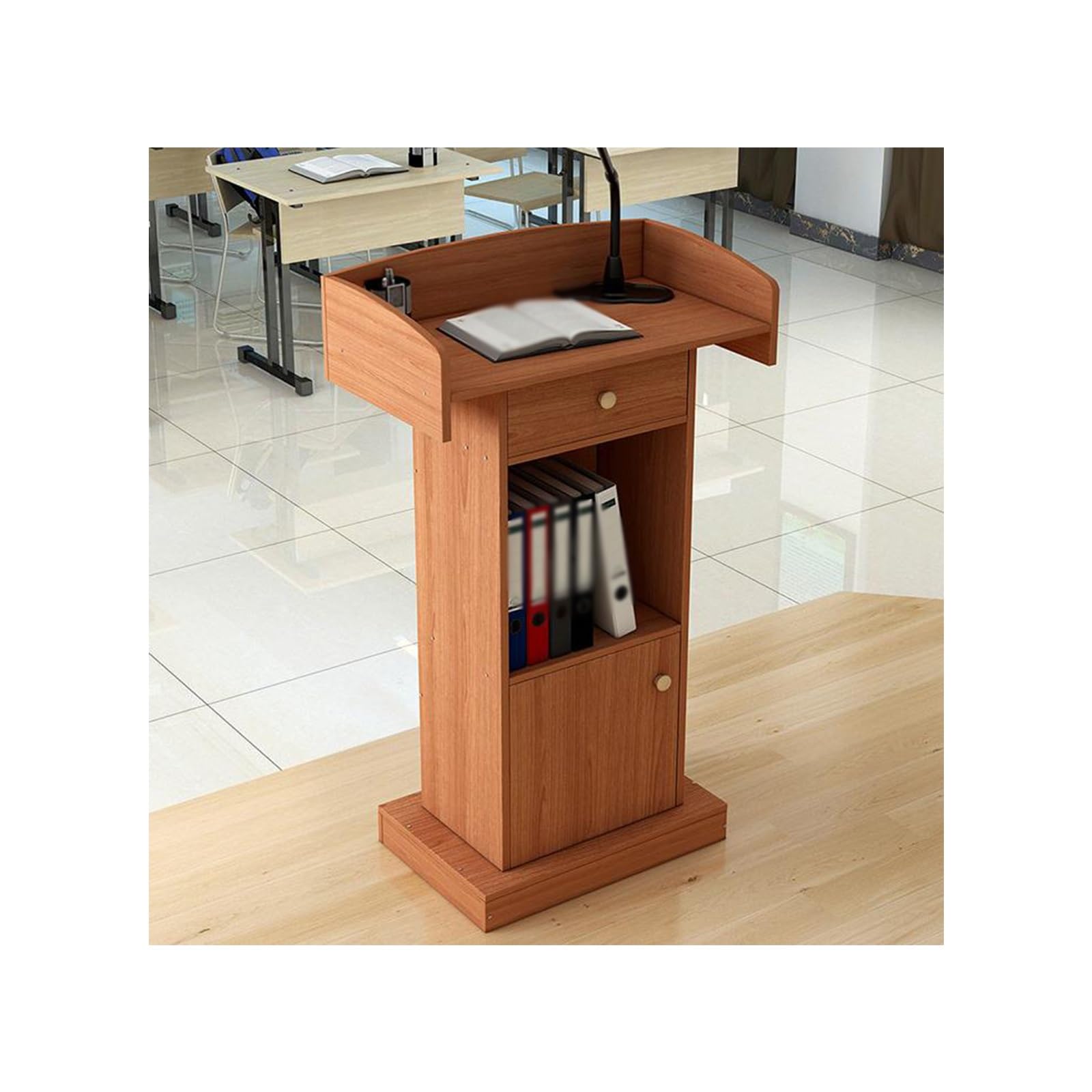 Générique Pupitre en Bois pour église et salles de Classe - Pupitre de Sol Multifonctionnel, Bureau d'accueil Marron, Podium Moderne en Bois, présentoir sur Pied Durable