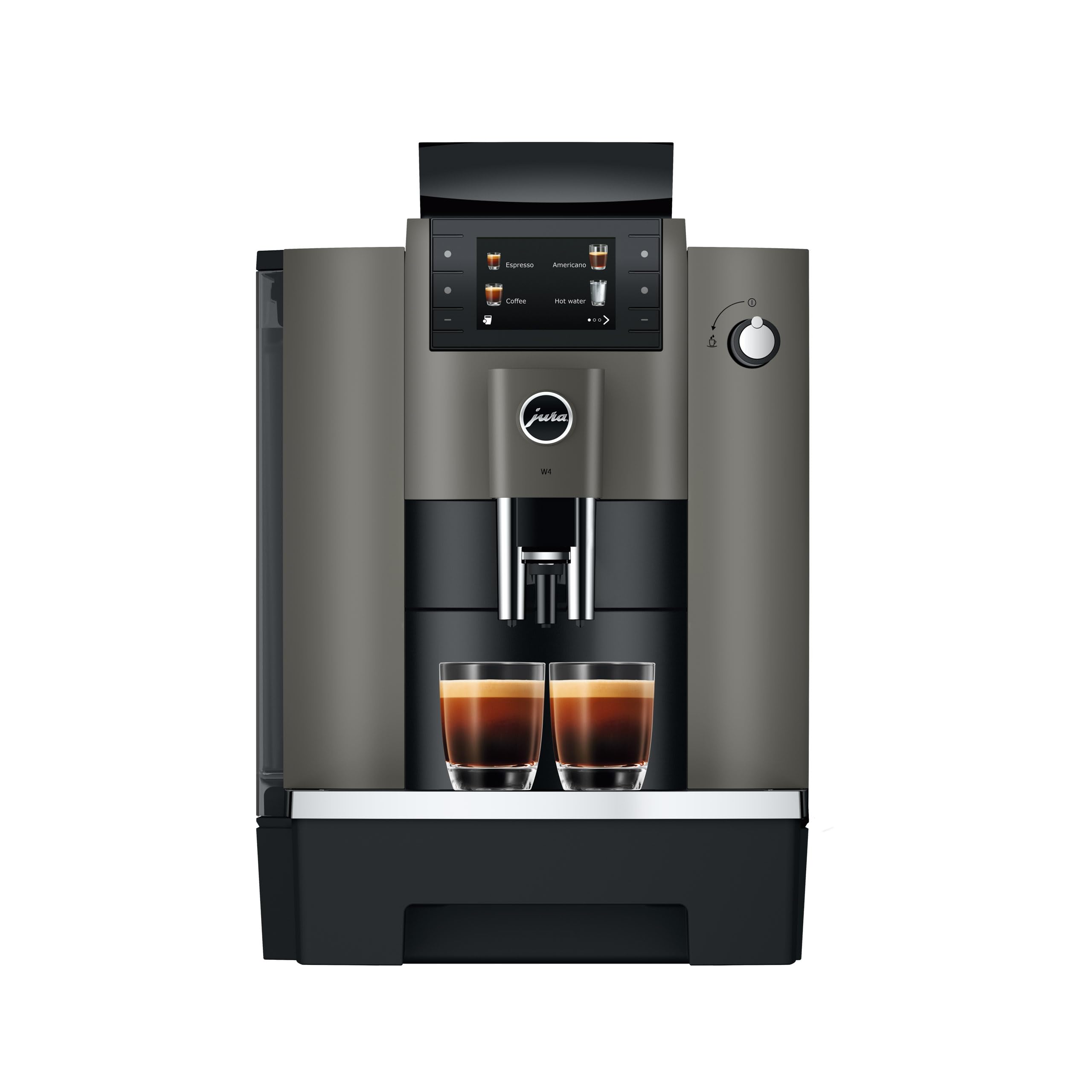 Jura - W4 Dark Inox, Macchina da Caffè Automatica, 10 Bevande, Display a Colori 3.5", 29.5x44.6x44.3 cm, Thermoblock, Professional Aroma Grinder 2, CLARIS Pro Smart+