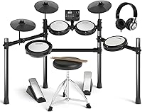 AODSK AED-403 Electric Drum Set for Beginners - Quiet Mesh Pads, 195 Sounds, USB MIDI, Foldable Throne, Headphones, Sticks Included