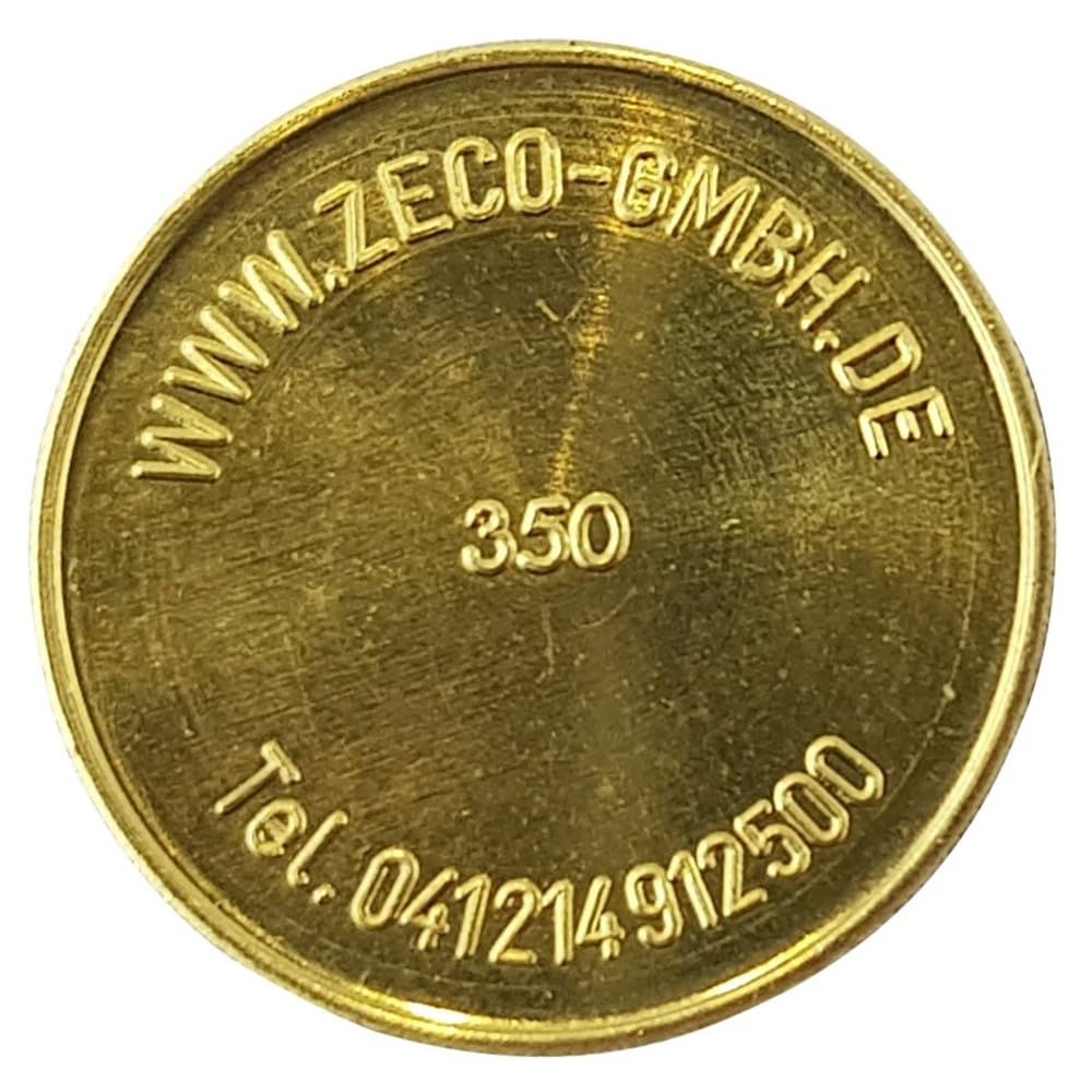 Zeco Wertmarke WM3, Waschmarke kompatibel mit Miele 1699350, Messing Jeton, 70 Stück, WM3, Abmessungen: 19,7 x 2,3mm