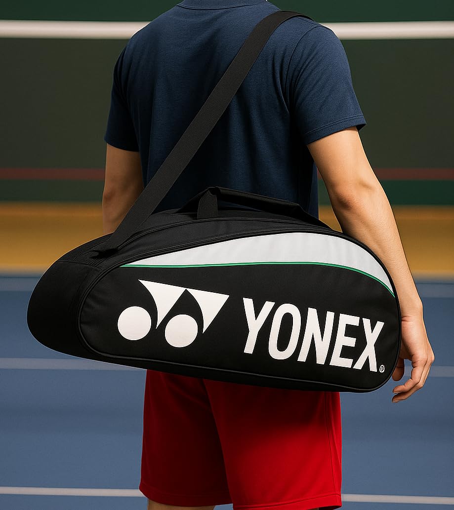 YONEX Badminton Tasche - Schlägertasche für Tennis, Badminton & Squashschläger Blau, Schwarz, Rot, Gelb, Rosa und Grün Badminton-Tasche, Platz für bis zu 6 Schläger + 3 Seitentaschen + Schuhfach