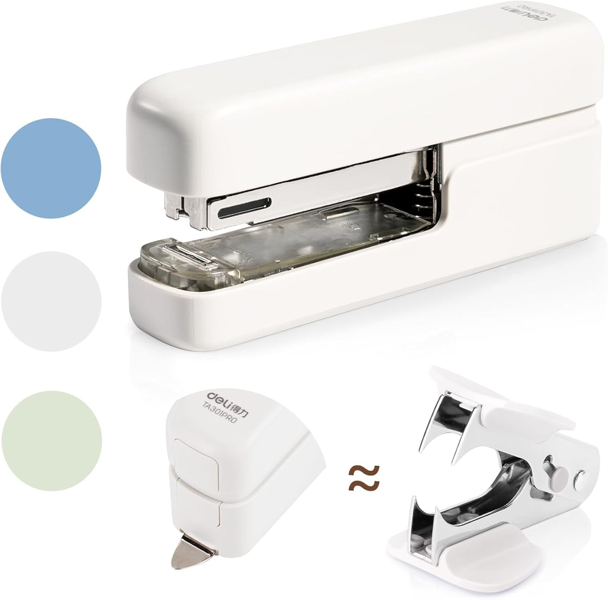 Amazon.com : deli Stapler, Desktop Staplers with Integrated Staple Remover, 45 Sheet Capacity Office Stapler, White : Office Products