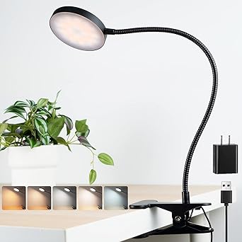 LiFMIRA Clip on Light 10W 66 LEDs Reading Light, 5 Colors 10 Dimming Levels, 800LM Eye Caring Metal Reading Lamp, 2 Timer, Clip lamp for Bed Headboard Video Conferencing Makeup, Adapter Included
